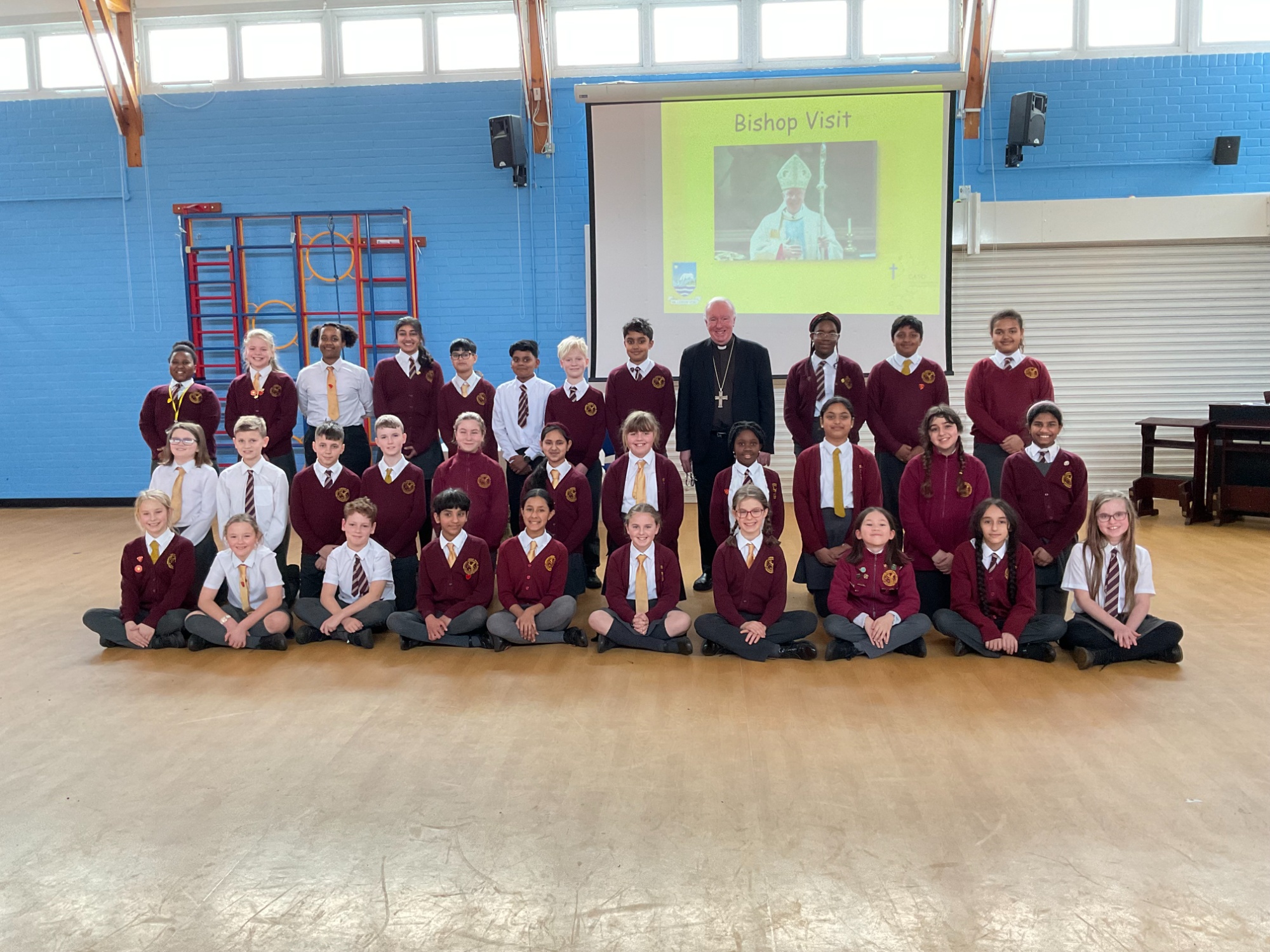 Our Faith in Action pupils meeting the Bishop
